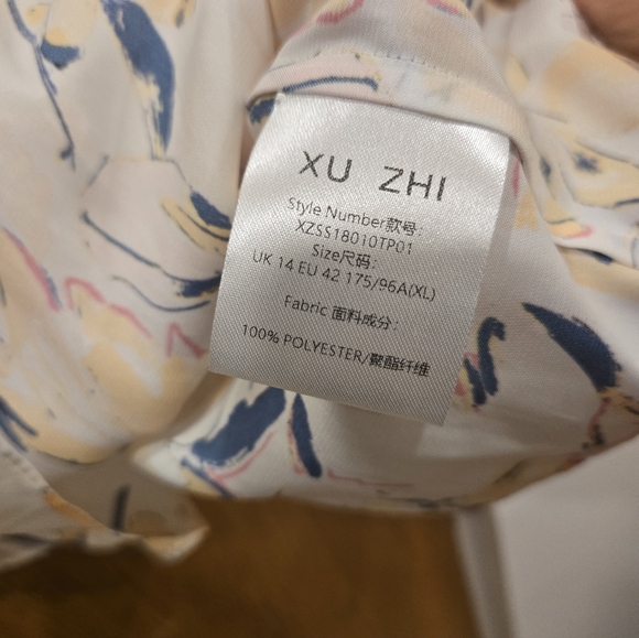 NWT XU Zhi Braid Canary Floral Print Women's Top - Cream & Yellow Sz 14Uk/ 10 Us - Picture 8 of 9